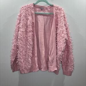 Oliver Bonas Touch Loop Pink Cardigan Valentines Day Teacher Cardigan Size 14